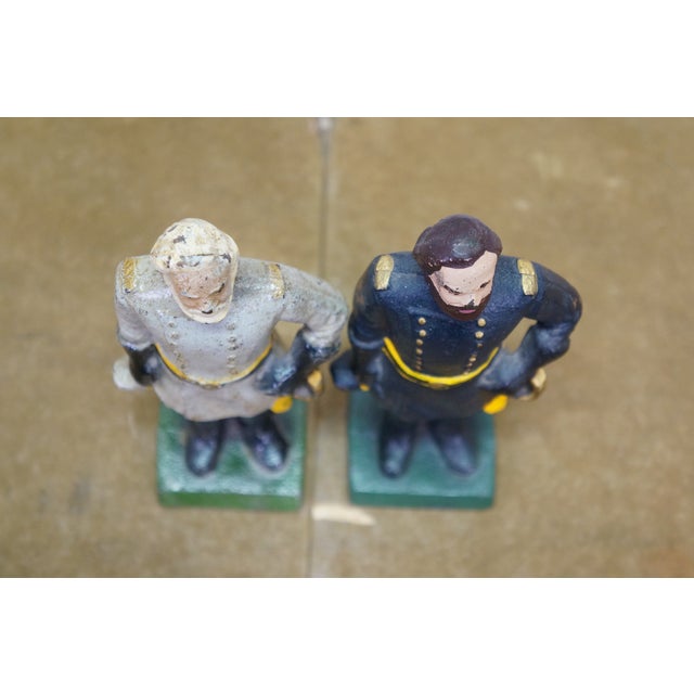 Antique Cast Iron Robert E Lee & Ulysses S Grant Civil War Bookends 8" For Sale - Image 9 of 15