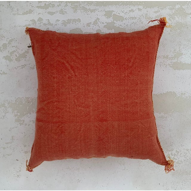 Berber Tribes of Morocco Contemporary Red Brick Silk Sabra Pillow Covers- a Pair For Sale - Image 4 of 9
