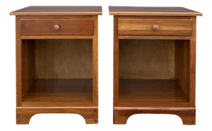 Vintage Hunt Country Furniture American Shaker Solid Cherry 1 Drawer Nightstands - A Pair