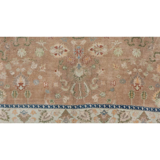 Mid 20th Century Colorful Turkish Oushak Rug in Salmon Background With All-Over Floral Design For Sale - Image 10 of 13