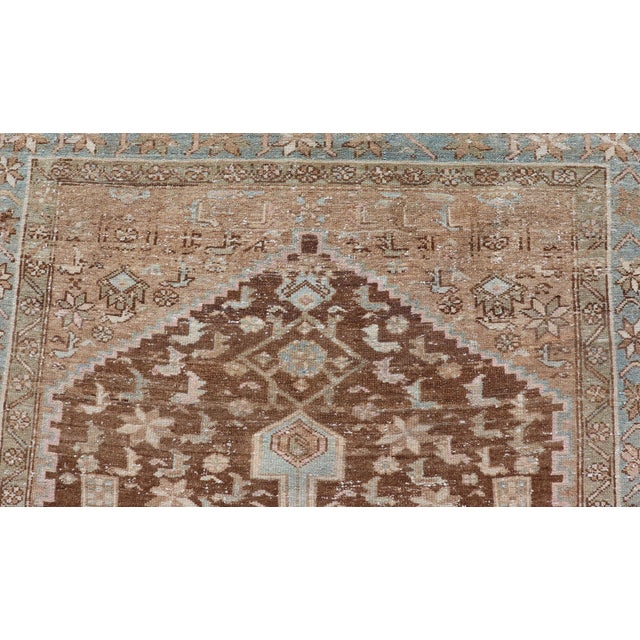 Taupe Earthy Tone Antique Persian Hamadan Rug 4'0"x5'9" For Sale - Image 8 of 10
