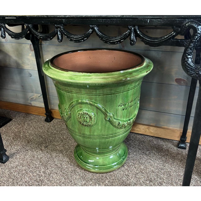 French French Anduze Green Planter. 18” X 22” For Sale - Image 3 of 4