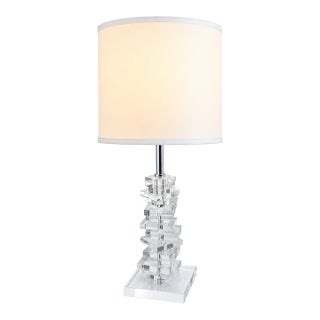 Art Deco Table Lamp Stacked Geometric Crystal Cubes For Sale