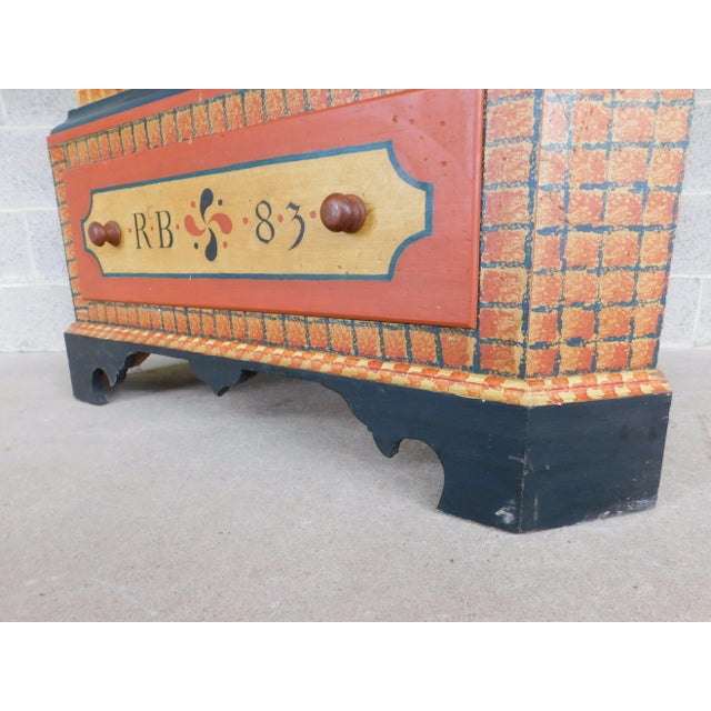 Wood Antique 2 Piece 18th Century Grain Painted Corner Cabinet Berks Co. Pa For Sale - Image 7 of 12
