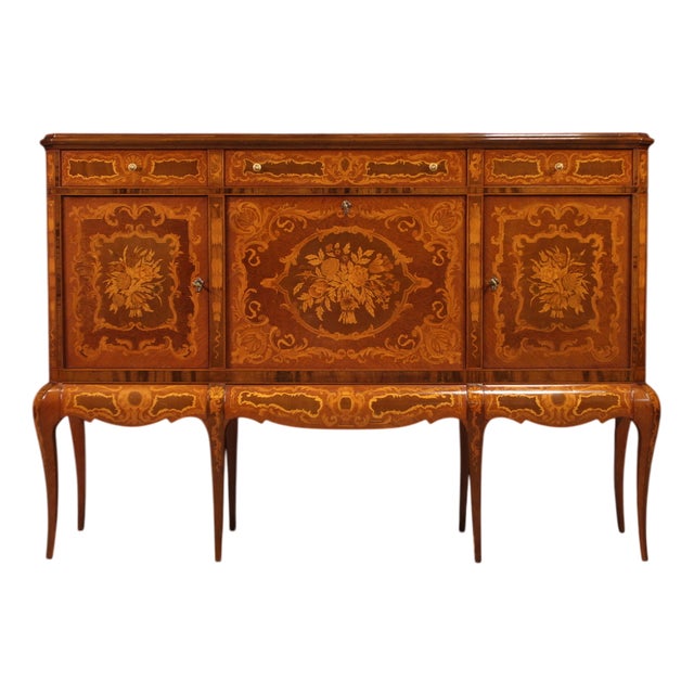 20th Century Inlaid Wood Bar Cabinet, 1950s For Sale