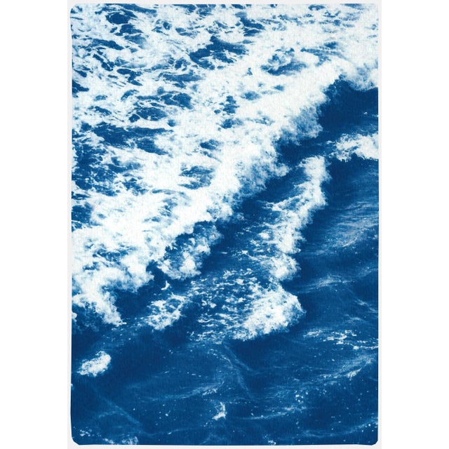 Paper 2020 "Rolling Waves Off Sidney" Seascape Cyanotype Diptych on Watercolor Paper by Kind of Cyan - Set of 2 For Sale - Image 7 of 12