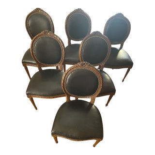 Vintage Oval Medallion Dining Room Chairs Louis XVI Set of 6 For Sale