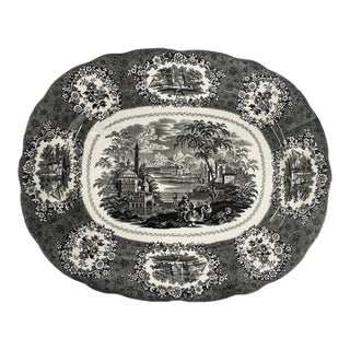 Mid 19th Century Ridgway "Oriental" Black-Print Platter - England -1834-54 For Sale
