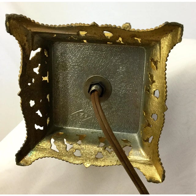 Antique Crystal Pillar Bronze Table Lamp For Sale - Image 10 of 11
