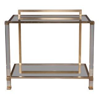 French Brass and Acrylic Glass Console Table by Pierre Vandel, 1970 For Sale