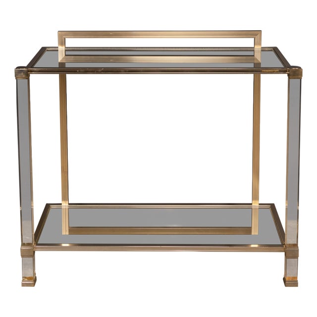 French Brass and Acrylic Glass Console Table by Pierre Vandel, 1970 For Sale