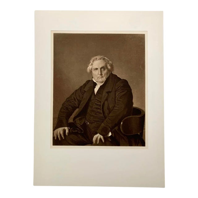 Late 19th Century Antique Etching Art Features the Portrait of Louis François Bertin Drawn by Jean Ingres For Sale
