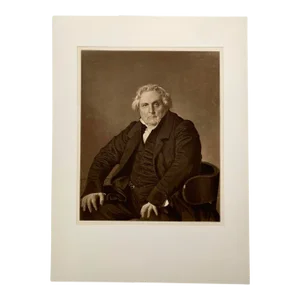 Late 19th Century Antique Etching Art Features the Portrait of Louis François Bertin Drawn by Jean Ingres