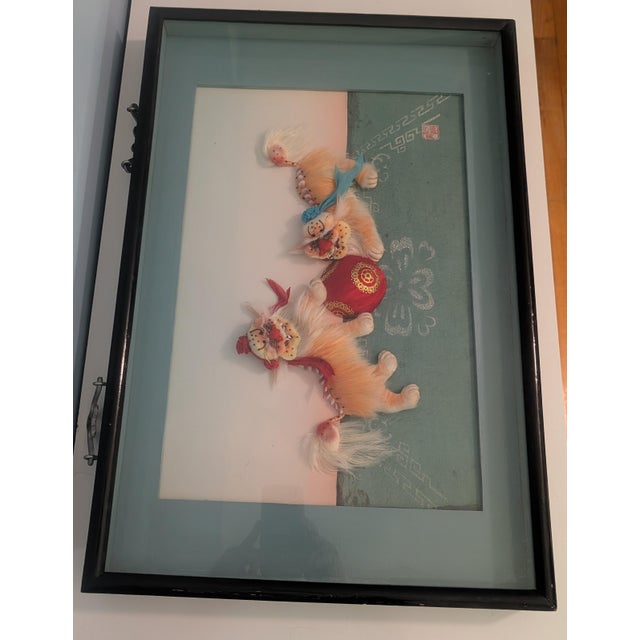Chinese 1970s Lions at Play Chinese 3D shadowbox Relief Artwork For Sale - Image 3 of 4