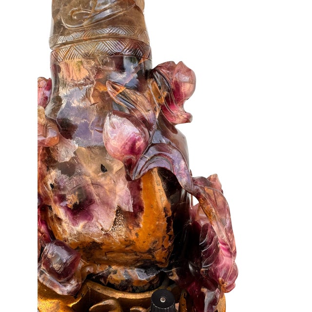 Late 19th Century Late Qing Dynasty Carved Amethyst & Quartz Vessel Lamp For Sale - Image 10 of 12