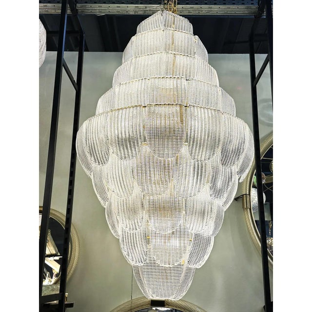 Glass Italian Petals Murano Glass Chandelier in Transparent Diamanté Glass by Simoeng For Sale - Image 7 of 8