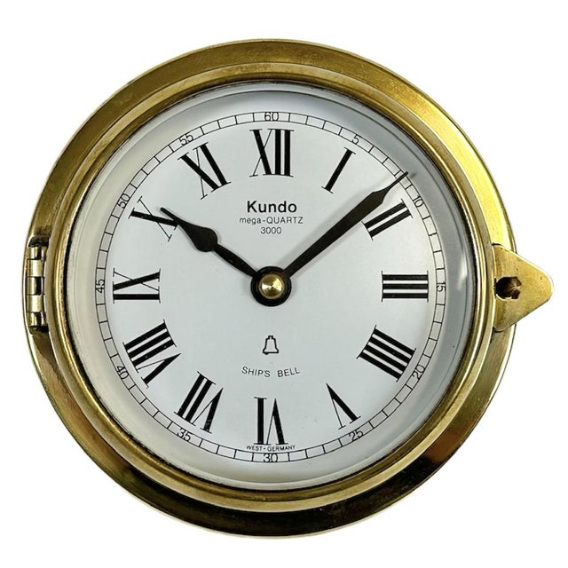 Vintage German Brass Ships Clock from Kundo, 1970s For Sale - Image 16 of 16