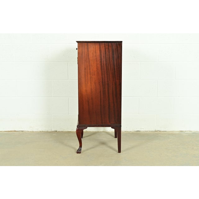 Antique Victorian Carved Inlaid Mahogany Music Cabinet, Circa 1900 For Sale - Image 13 of 15