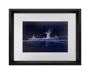 Modern Frank Lloyd Wright Lithograph #’ed Ltd Ed. Suspension Bridge Pittsburgh