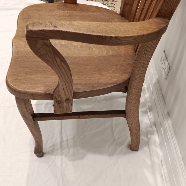 Vintage Mission Style Arts & Crafts Quarter Sawn Oak Armchair For Sale - Image 4 of 16