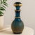 Blue Mid-Century Norleans Italian Empoli-Style Glass Decanter With Gold Accents For Sale - Image 8 of 9