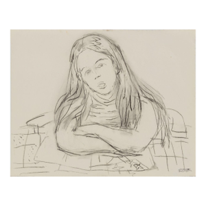 Manfred Schwartz Portrait of a Woman Charcoal
