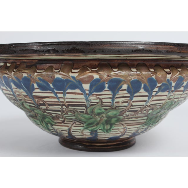 1930s Large Danish Bowl with Floral Motif by Jens Thirslund, 1930s For Sale - Image 5 of 9