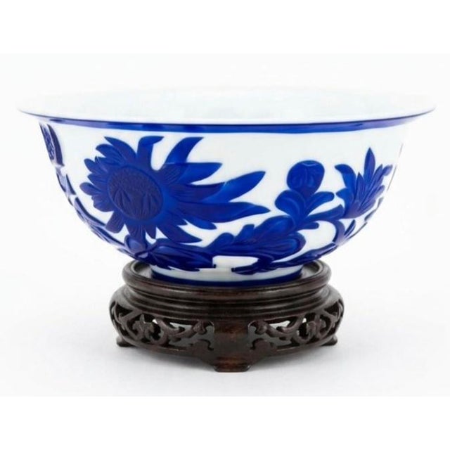Antique Peking Glass Bowl With Flowers and Bird Motifs For Sale - Image 4 of 7
