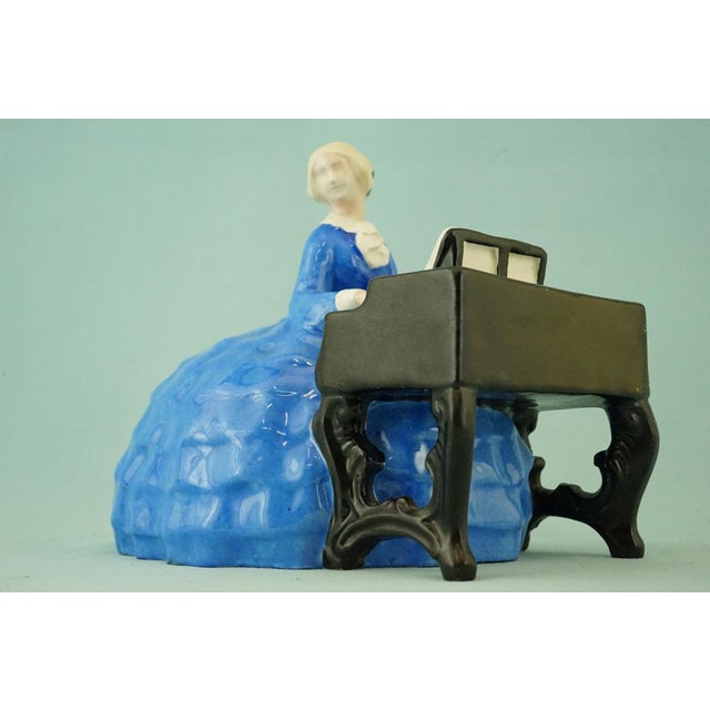 20th Century Ceramic Sculpture of Lady on a Piano by Bertold Loffler for Wiener Keramik in Powolny, Austria For Sale - Image 9 of 18