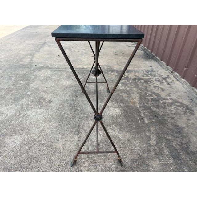 Maison Baguès Pair of French Maison Bagues Neoclassical Style Wrought Iron Console Tables For Sale - Image 4 of 11