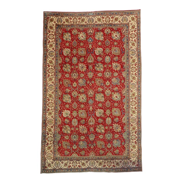 Vintage Persian Tabriz Room Size Rug - 09'05 X 15'08 For Sale