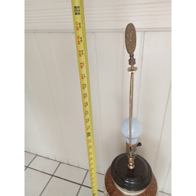 1930s Asian Ceramic + Wood Satsuma Crackle Glaze Hand Painted 32" Lamp For Sale - Image 13 of 15