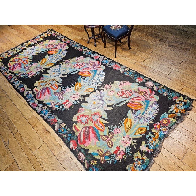 Vintage Caucasian Karabagh Kilim, Floral Wreaths Pattern, Handwoven Wool, 6' x 13' For Sale - Image 11 of 13