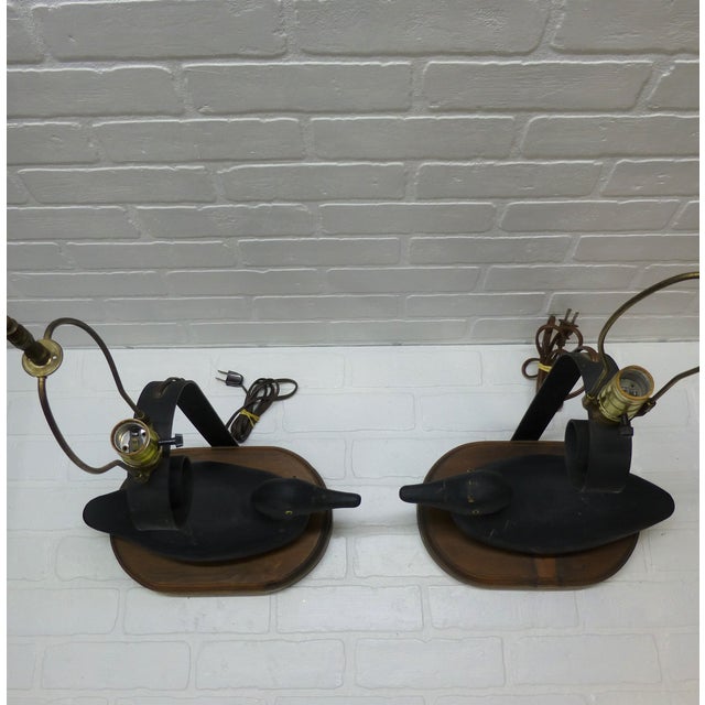 Vintage Carved Wood Decoy Duck Lamps a Pair Chairish