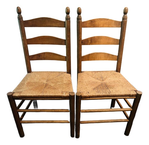 Vintage Ladder Back Dining Chairs Cane Seats