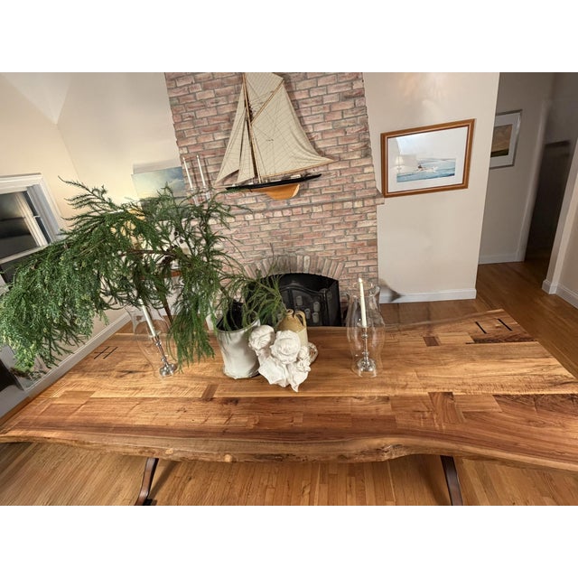 Custom Handcrafted Black Walnut Dining Table with Sculptural Pedestal Base Handcrafted in richly figured black walnut,...