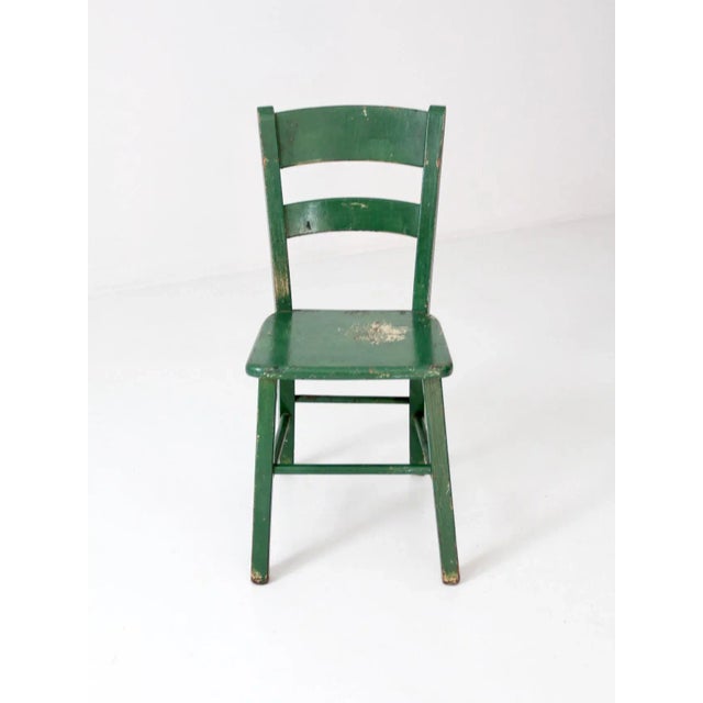 Early 20th Century Antique Green Painted Wooden Chair For Sale - Image 5 of 9