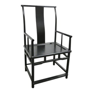 Mid 20th Century Asian Style Ebonized Lacquered Armchair For Sale