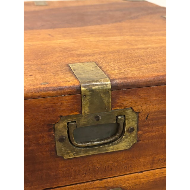 Large 19th Century British Campaign Trunk in Brass Bound Camphor Wood For Sale - Image 10 of 15