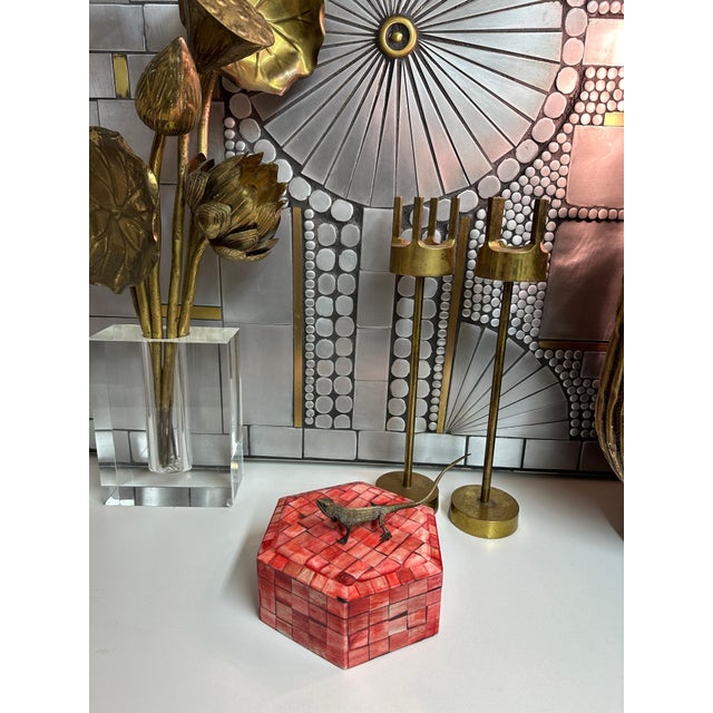 Maitland - Smith Jewelry Box in Red Dyed Tessellated Bone For Sale - Image 4 of 12