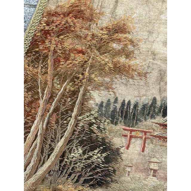 Antique Silk Japanese Village Embroidery, 1890s For Sale - Image 10 of 18