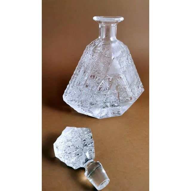 Biedermeier Bohemian Cut & Ground Crystal Liquor Bottle, 1920s For Sale - Image 7 of 13