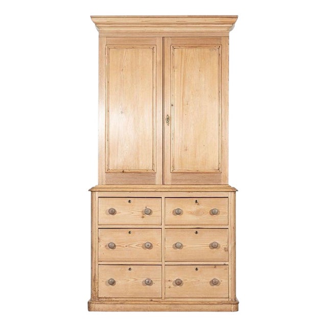 English Pine Linen Cupboard, 19th Century For Sale