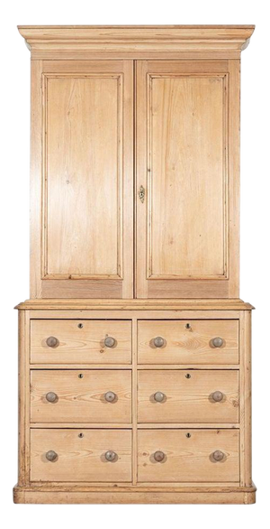 English Pine Linen Cupboard, 19th Century
