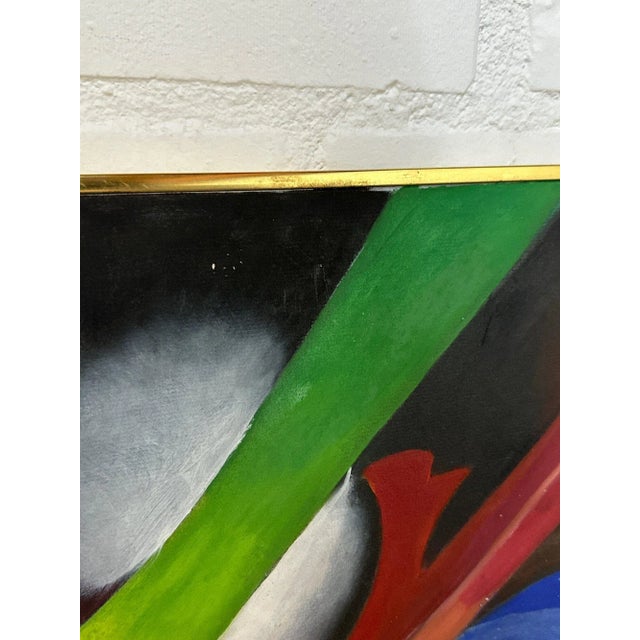 1990s Vintage Colorful Ribbon Painting by Ernesto Bonilla For Sale - Image 5 of 6