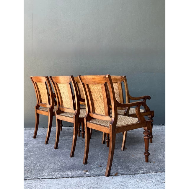 Vintage Anglo Indian Cane Dining Chairs - Set of 5 For Sale - Image 11 of 12