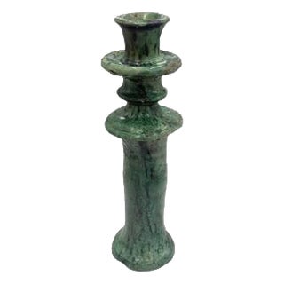 Moroccan Tamegroute Glazed Candlestick Holder For Sale