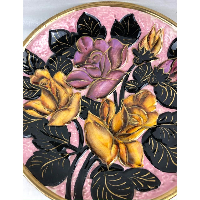 Mid 20th Century Vintage French Majolica Floral Platter From Vallauris For Sale - Image 5 of 7