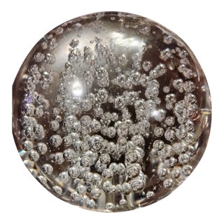 1970's Bullicante Controlled Bubbles Clear Paper Weight For Sale