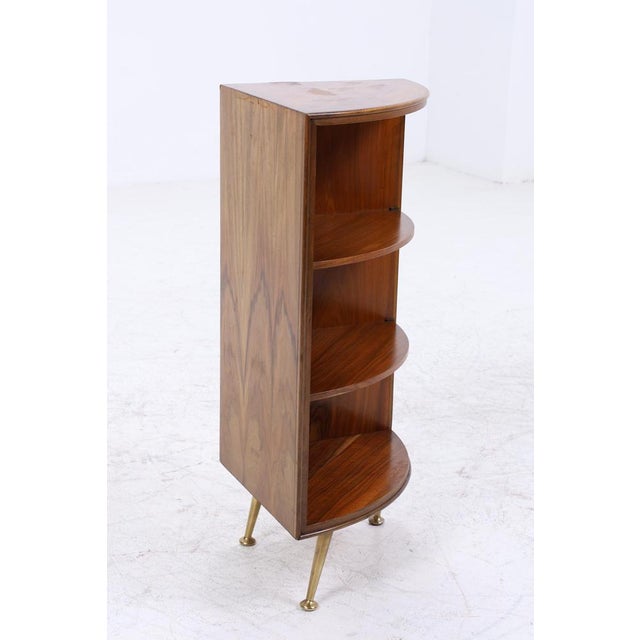 Mid-Century Wooden Corner Shelf with Brass Feet, 1960s For Sale - Image 5 of 16
